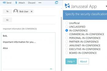Users can classify the message as they write using the Apps or add-in button from Outlook, OWA, tablet or mobile device